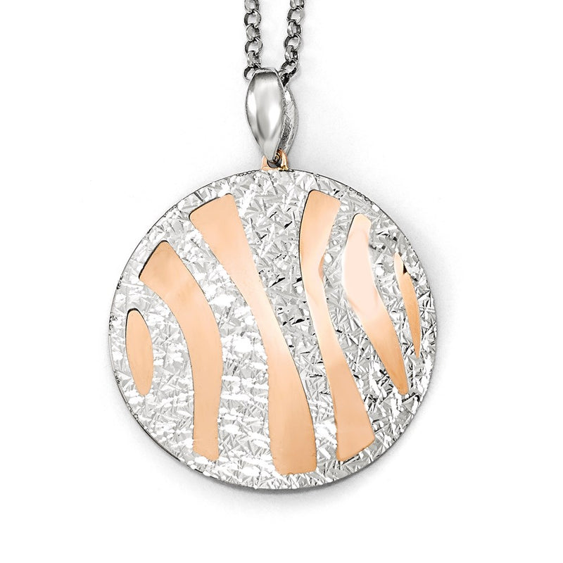 Sterling Silver Rose-Tone D/C W/2In Ext. Necklace