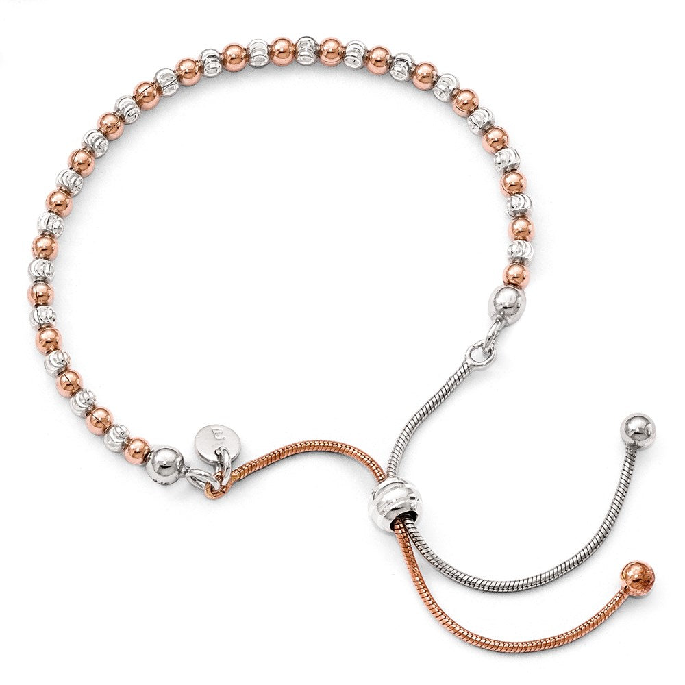 Ss/Gold Plated Sterling Silver Rose Gold-Plated D/C Adjustable Bracelet