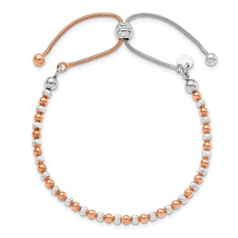 Ss/Gold Plated Sterling Silver Rose Gold-Plated D/C Adjustable Bracelet