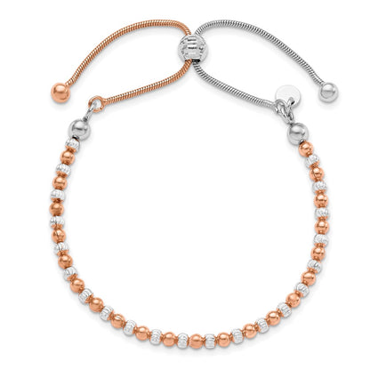 Ss/Gold Plated Sterling Silver Rose Gold-Plated D/C Adjustable Bracelet