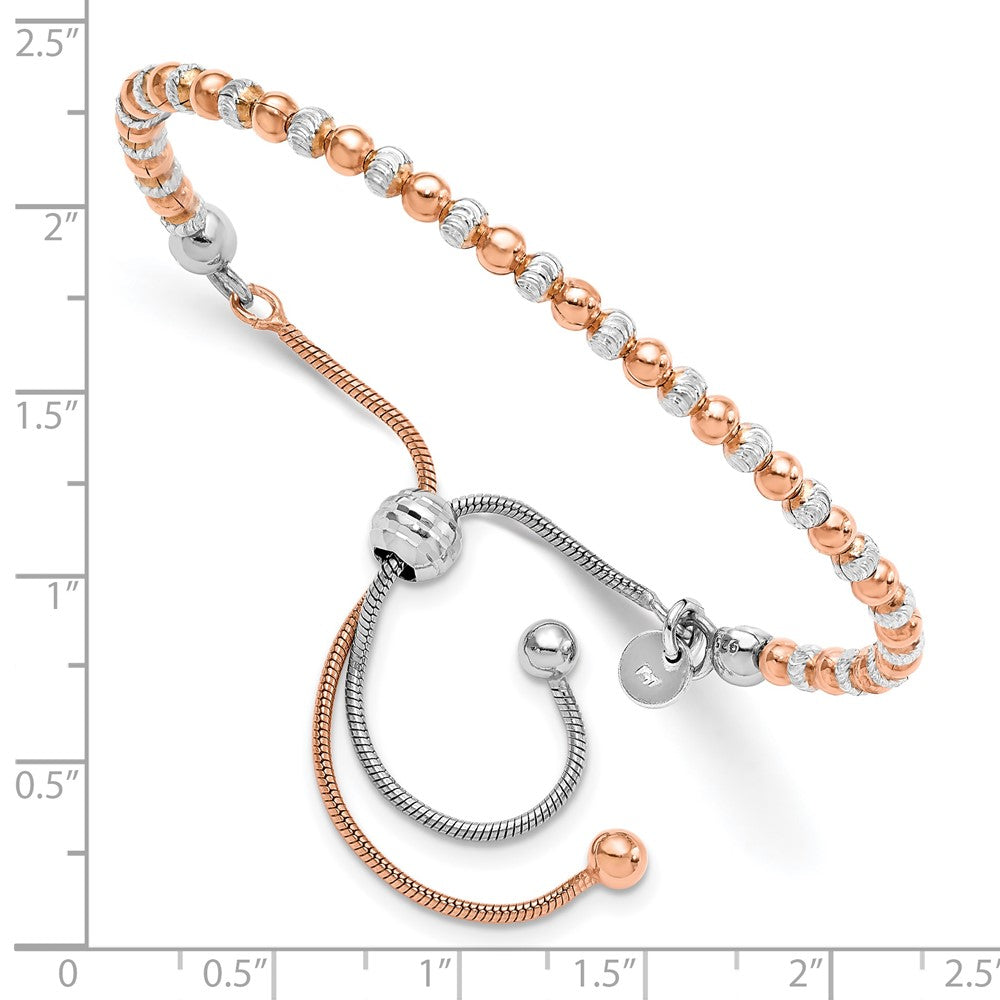 Ss/Gold Plated Sterling Silver Rose Gold-Plated D/C Adjustable Bracelet