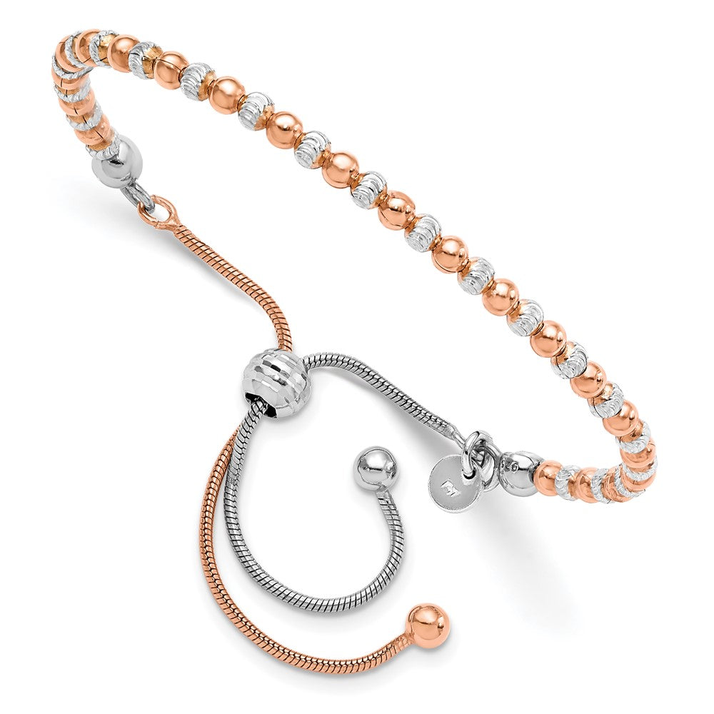 Ss/Gold Plated Sterling Silver Rose Gold-Plated D/C Adjustable Bracelet