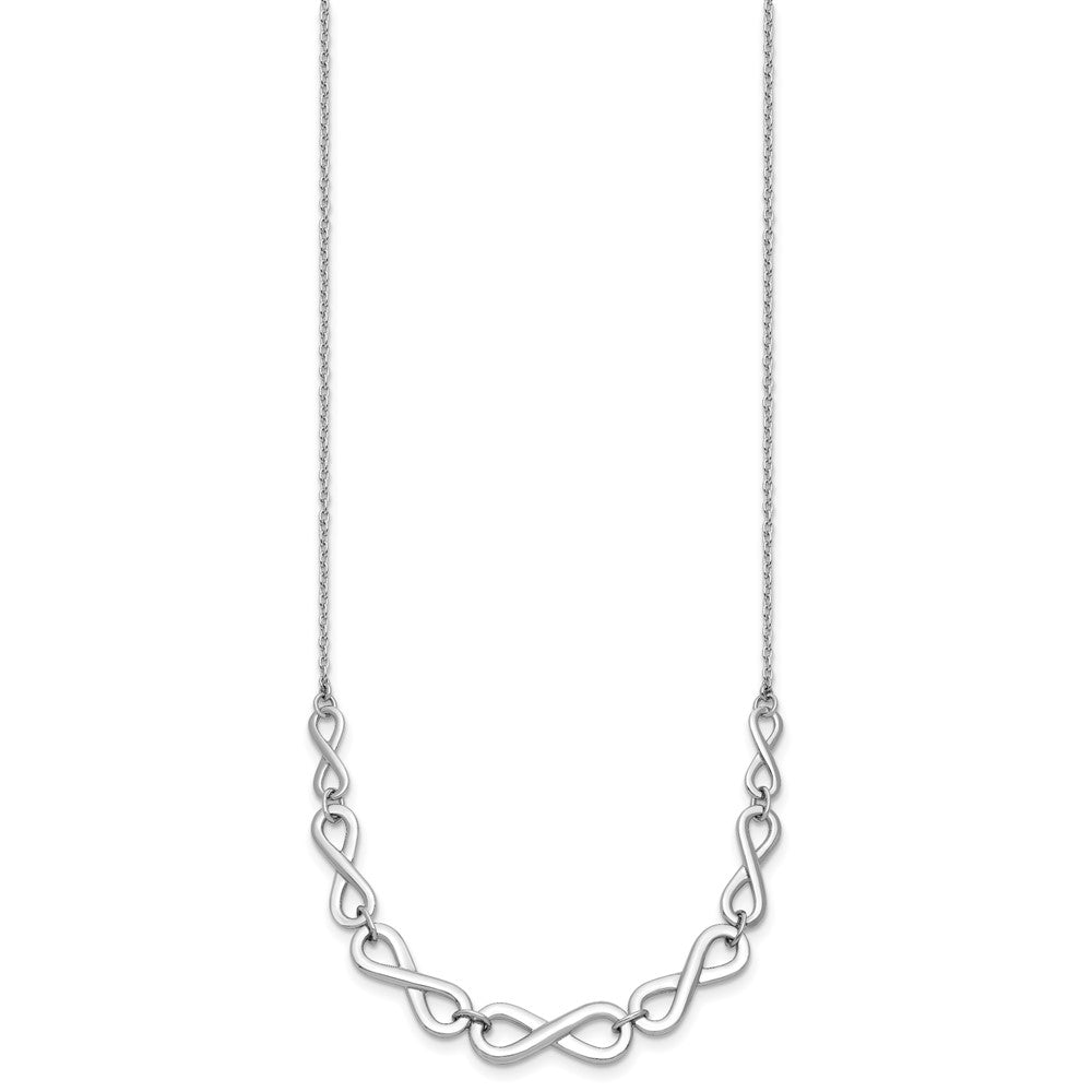 Sterling Silver Rh-Plat Polished Infinity W/2In Ext. Necklace