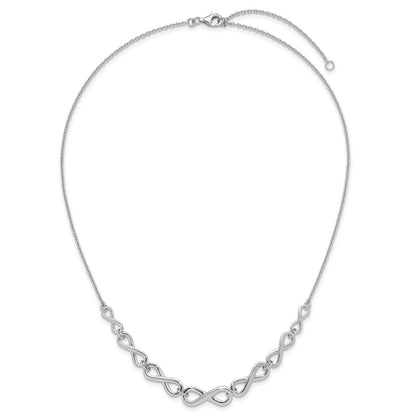 Sterling Silver Rh-Plat Polished Infinity W/2In Ext. Necklace