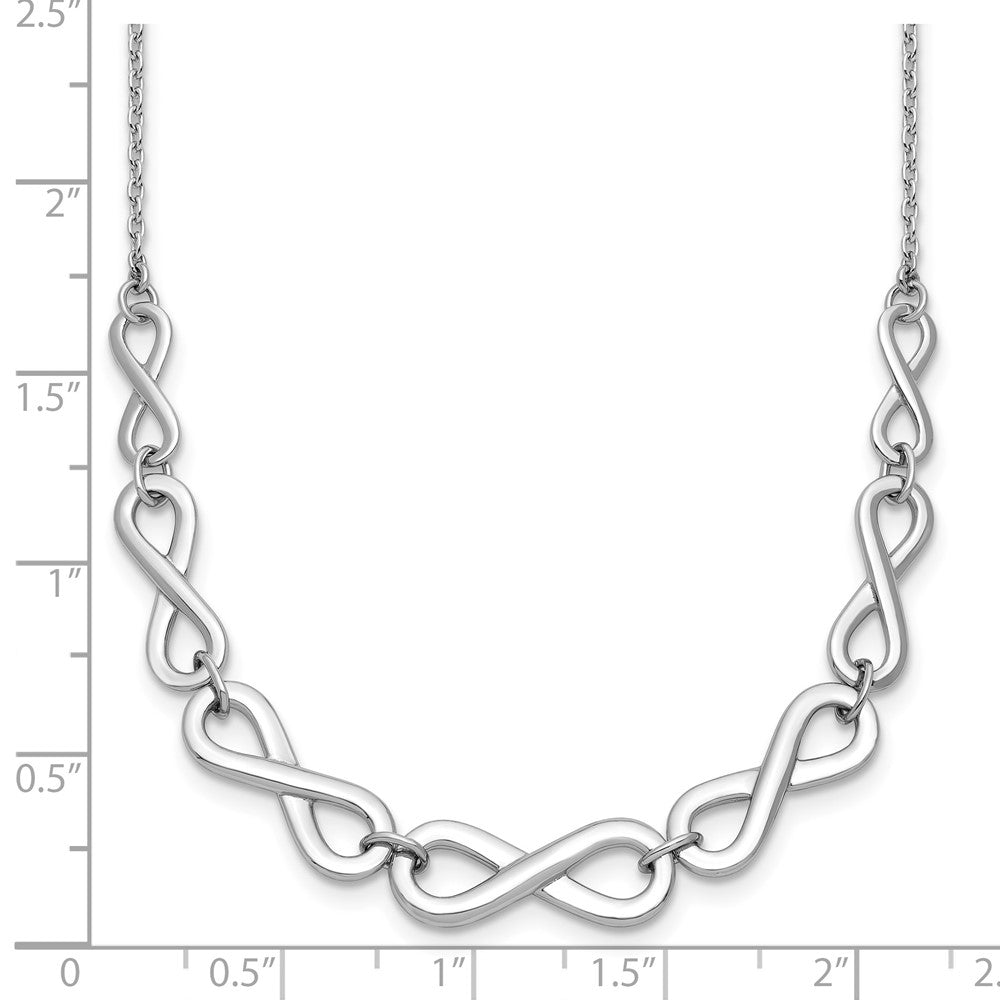 Sterling Silver Rh-Plat Polished Infinity W/2In Ext. Necklace