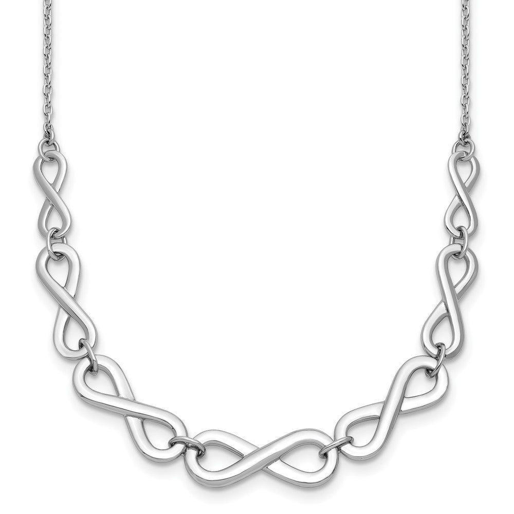 Sterling Silver Rh-Plat Polished Infinity W/2In Ext. Necklace