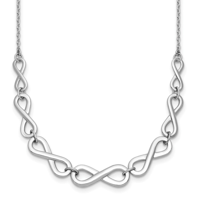 Sterling Silver Rh-Plat Polished Infinity W/2In Ext. Necklace