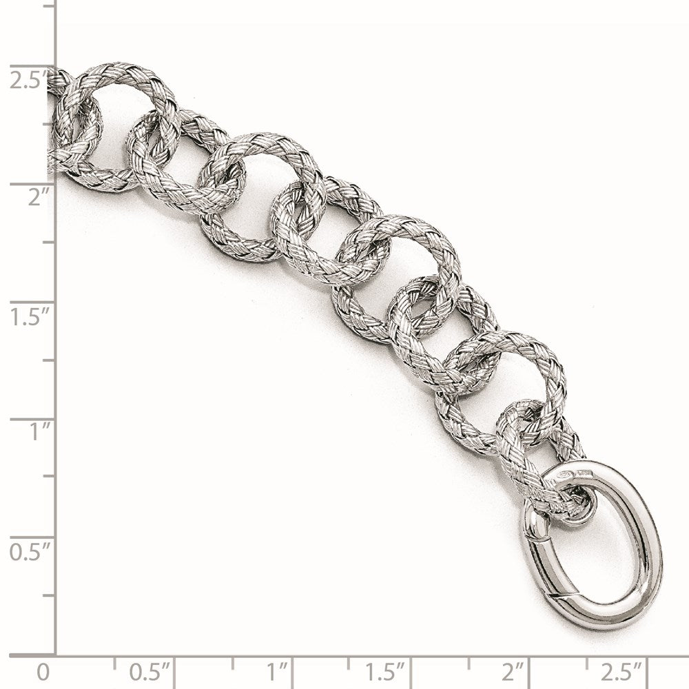 8 Inch Sterling Silver Polished Textured Bracelet - Hidden Clasp