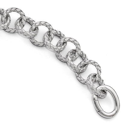 8 Inch Sterling Silver Polished Textured Bracelet - Hidden Clasp