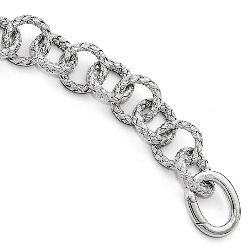 8 Inch Sterling Silver Polished Textured Bracelet - Hidden Clasp
