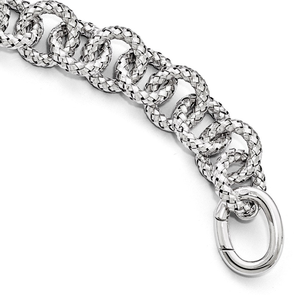 8 Inch Sterling Silver Polished Textured Bracelet- Hidden Clasp