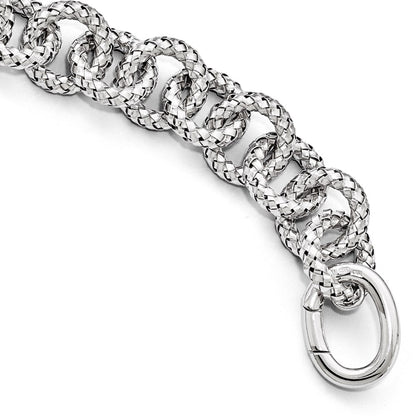 8 Inch Sterling Silver Polished Textured Bracelet- Hidden Clasp