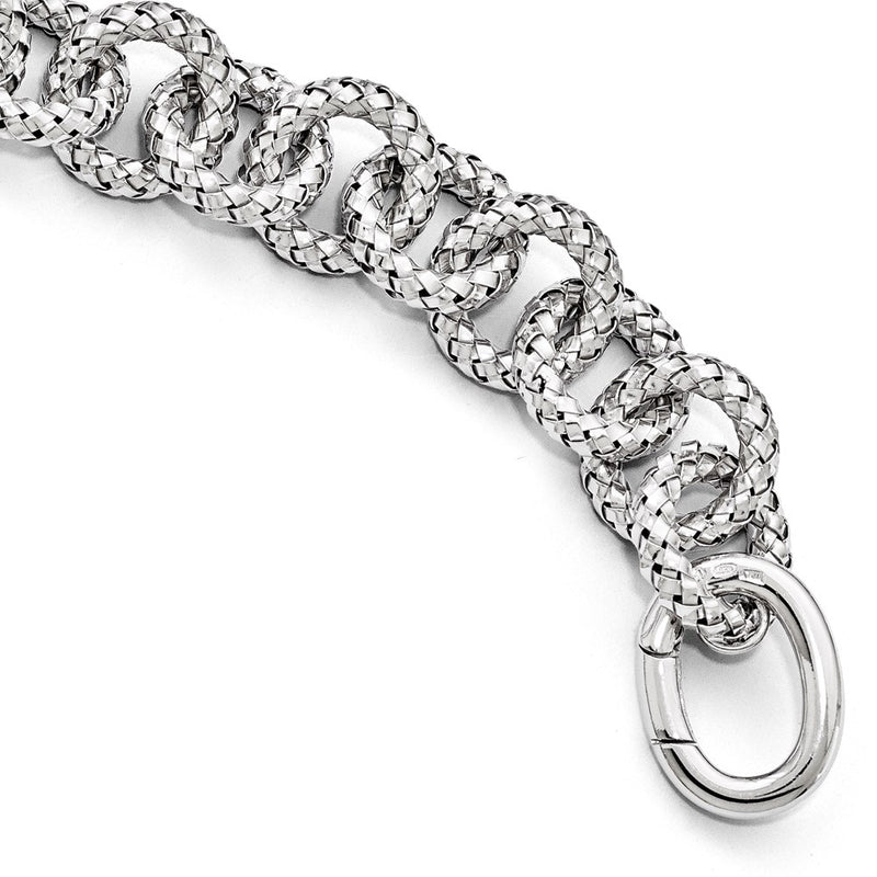 8 Inch Sterling Silver Polished Textured Bracelet- Hidden Clasp