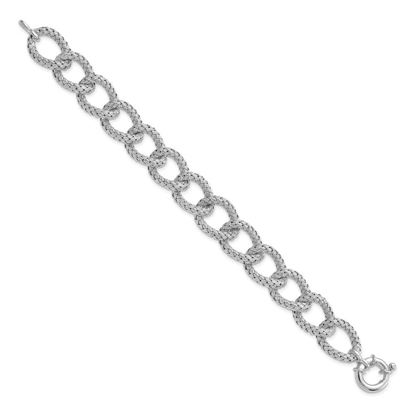 8 Inch Sterling Silver Polished Textured Bracelet