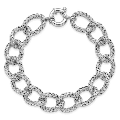 8 Inch Sterling Silver Polished Textured Bracelet