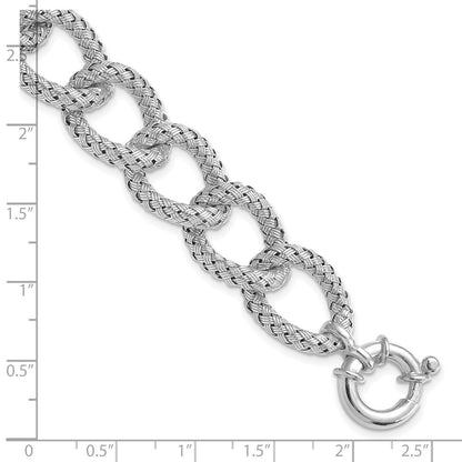 8 Inch Sterling Silver Polished Textured Bracelet
