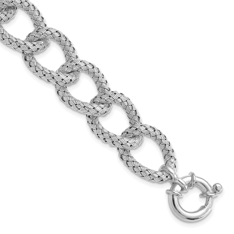 8 Inch Sterling Silver Polished Textured Bracelet
