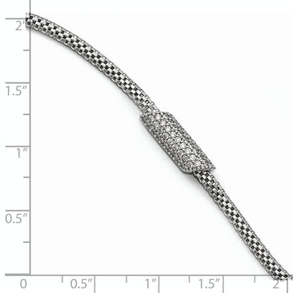 7 Inch Sterling Silver Rhodium-Plated Cz With 1.5In Ext. Bracelet