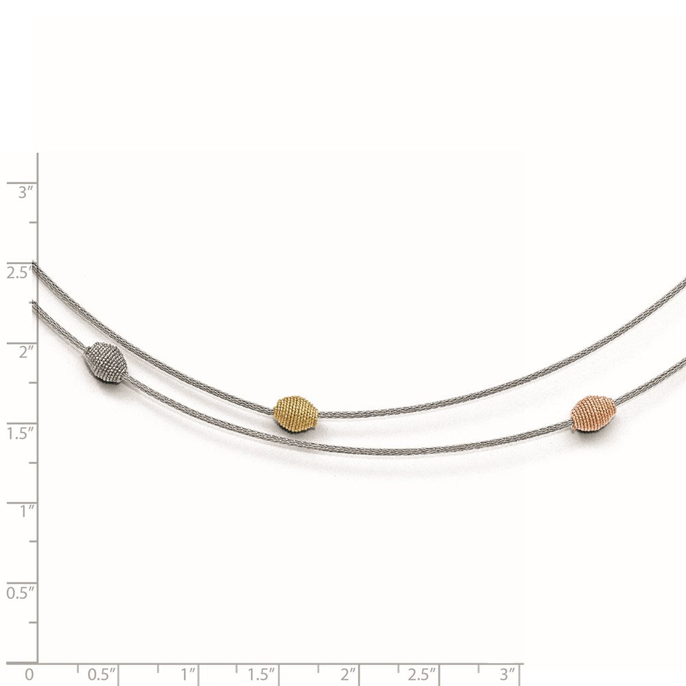 Sterling Silver Yellow & Rose-Tone Mesh W/1In Ext. Necklace