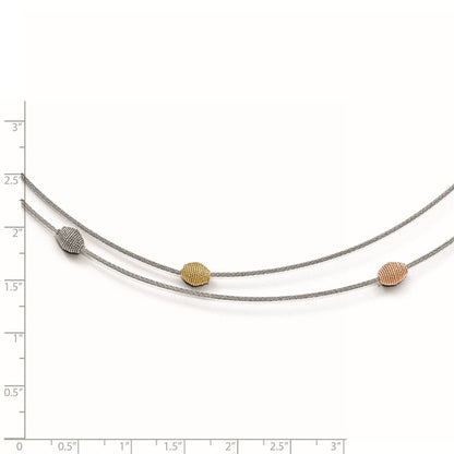 Sterling Silver Yellow & Rose-Tone Mesh W/1In Ext. Necklace