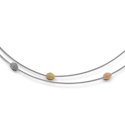 Sterling Silver Yellow & Rose-Tone Mesh W/1In Ext. Necklace
