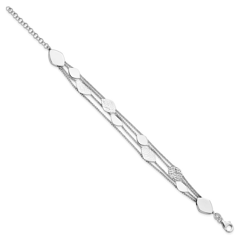 7 Inch Sterling Silver Polished D/C 4-Strand With 1.5In Ext. Bracelet
