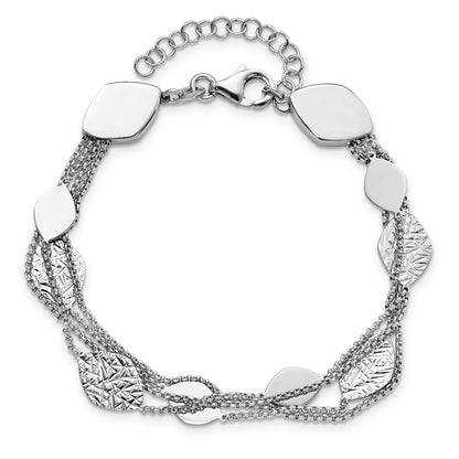 7 Inch Sterling Silver Polished D/C 4-Strand With 1.5In Ext. Bracelet