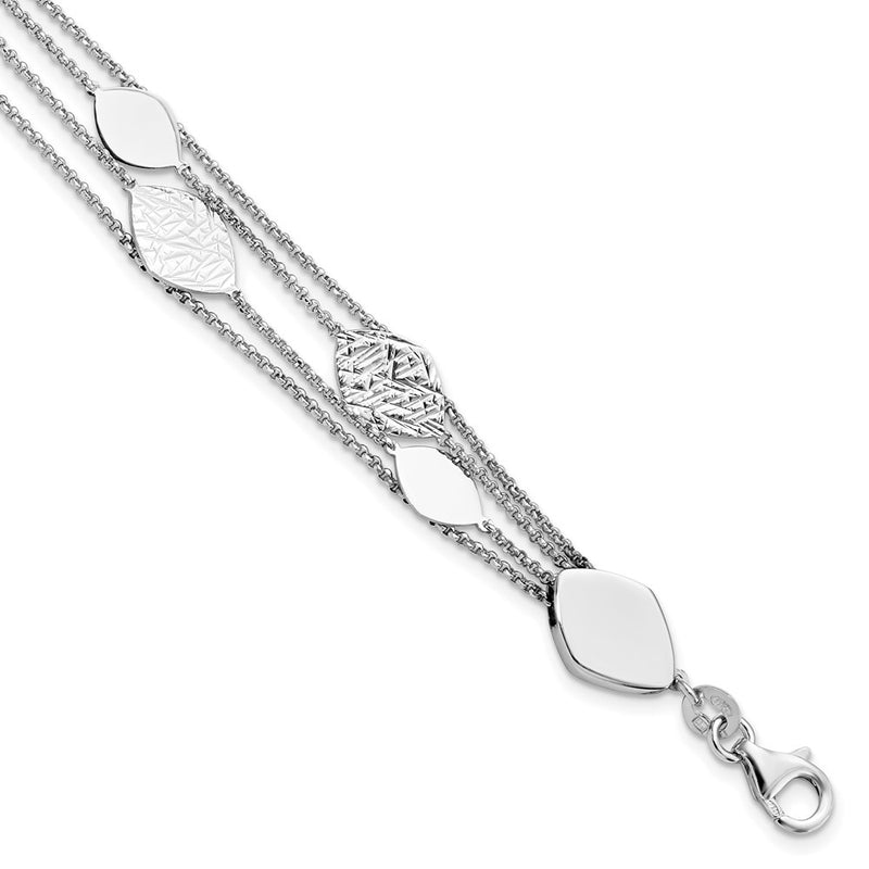 7 Inch Sterling Silver Polished D/C 4-Strand With 1.5In Ext. Bracelet