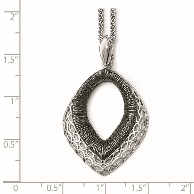 Sterling Silver Polished/Textured Ruthenium-Plated Pendant