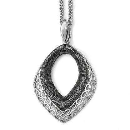 Sterling Silver Polished/Textured Ruthenium-Plated Pendant