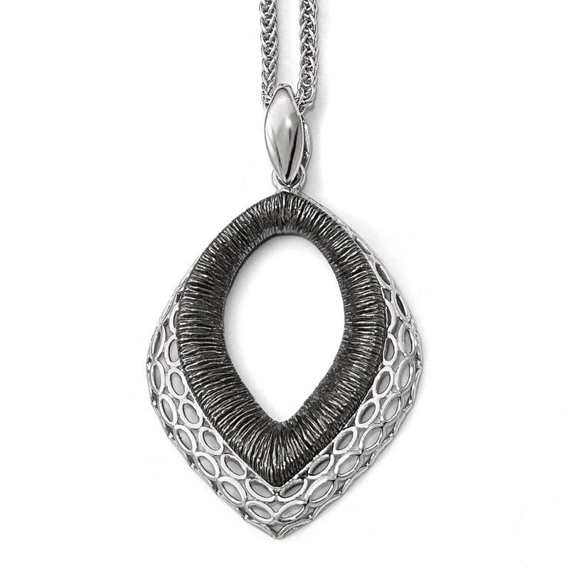 Sterling Silver Polished/Textured Ruthenium-Plated Pendant