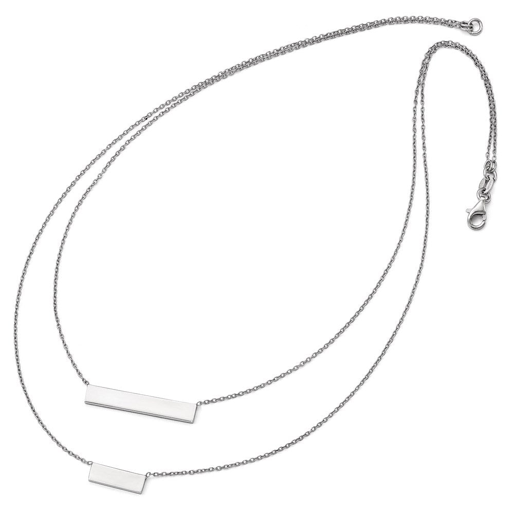 Sterling Silver Rh-Plated Polished Double Bar Necklace