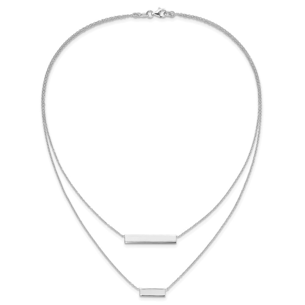 Sterling Silver Rh-Plated Polished Double Bar Necklace