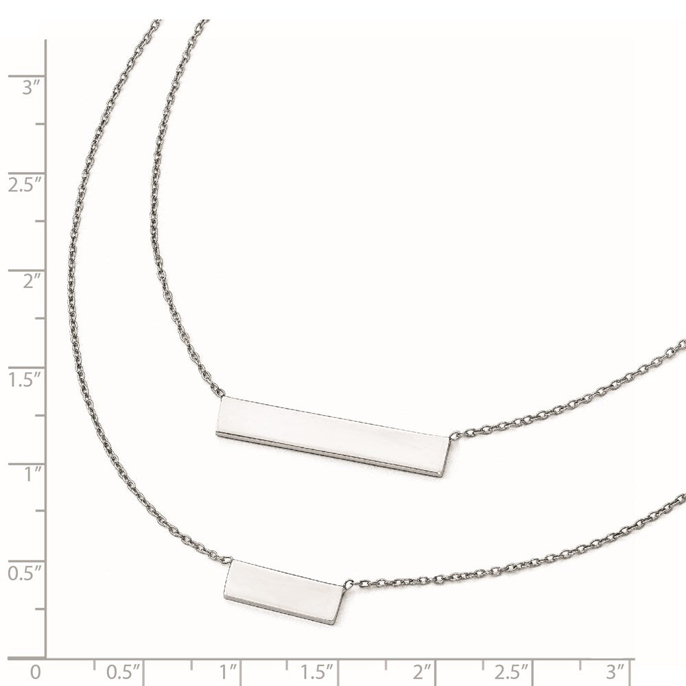 Sterling Silver Rh-Plated Polished Double Bar Necklace