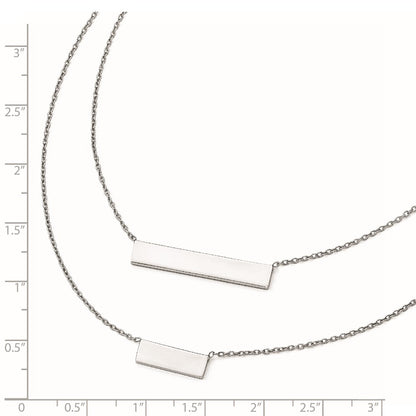Sterling Silver Rh-Plated Polished Double Bar Necklace