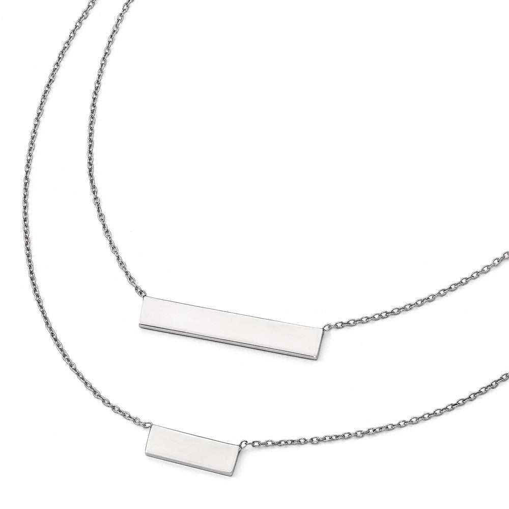 Sterling Silver Rh-Plated Polished Double Bar Necklace