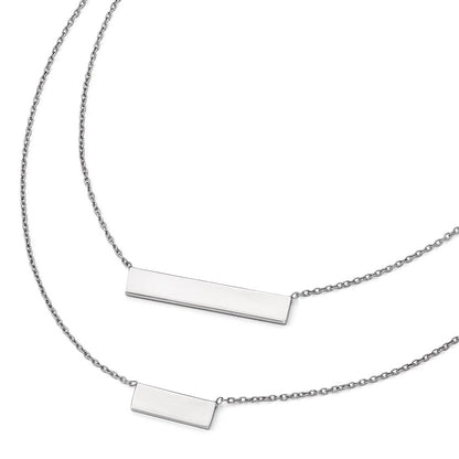 Sterling Silver Rh-Plated Polished Double Bar Necklace