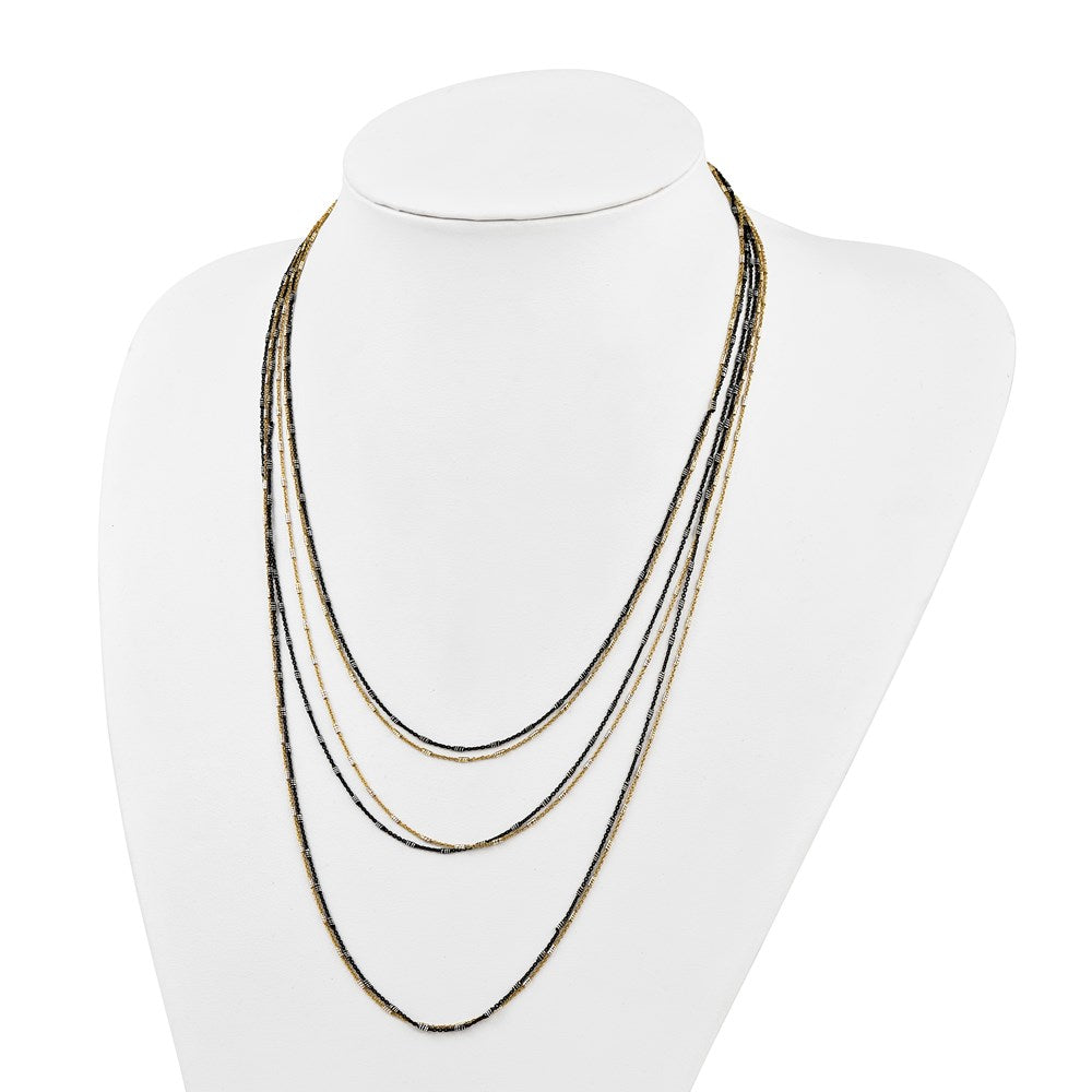Sterling Silver Gold/Black Rhodium-Plated 1In Ext. Necklace