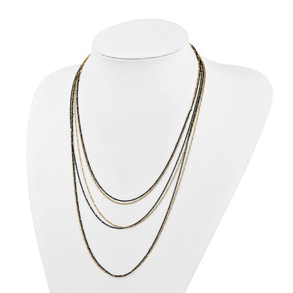 Sterling Silver Gold/Black Rhodium-Plated 1In Ext. Necklace
