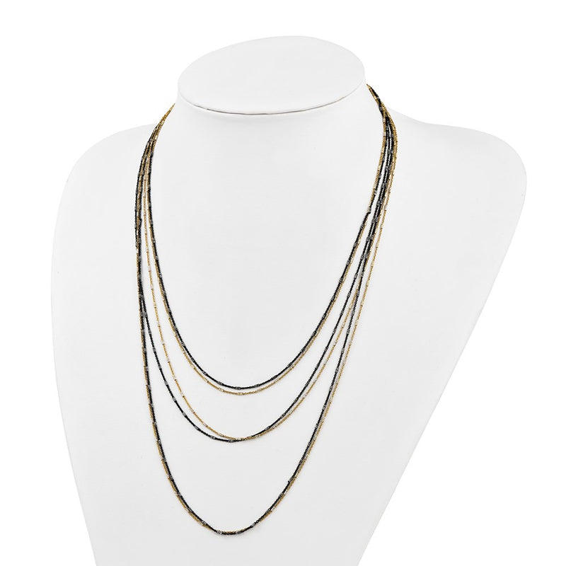 Sterling Silver Gold/Black Rhodium-Plated 1In Ext. Necklace