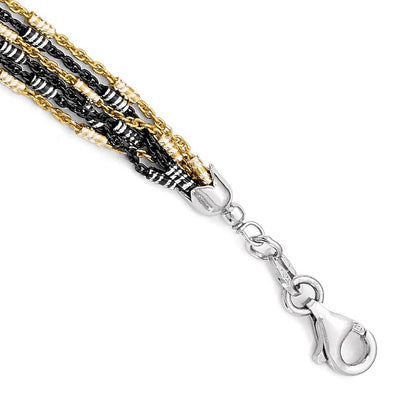 Sterling Silver Gold/Black Rhodium-Plated 1In Ext. Necklace