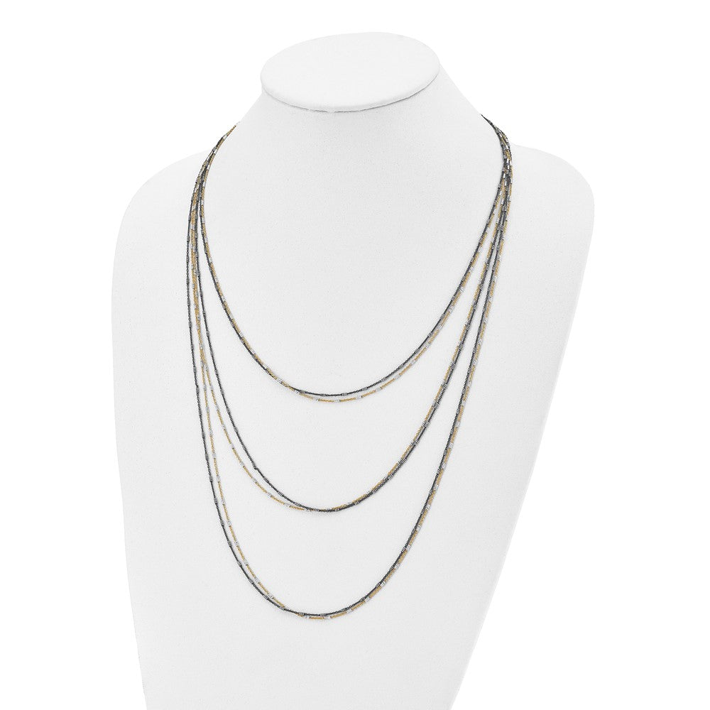 Sterling Silver Gold/Black Rhodium-Plated 1In Ext. Necklace