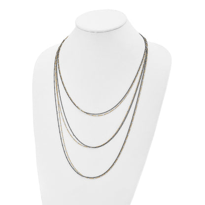 Sterling Silver Gold/Black Rhodium-Plated 1In Ext. Necklace