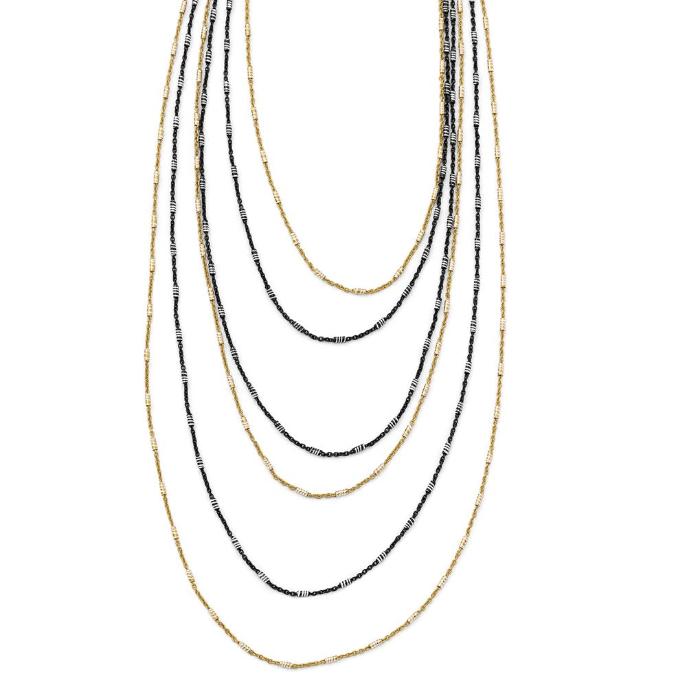 Sterling Silver Gold/Black Rhodium-Plated 1In Ext. Necklace