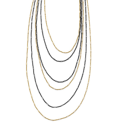 Sterling Silver Gold/Black Rhodium-Plated 1In Ext. Necklace