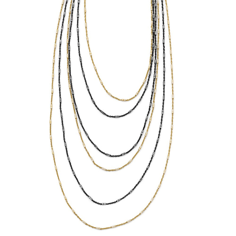 Sterling Silver Gold/Black Rhodium-Plated 1In Ext. Necklace