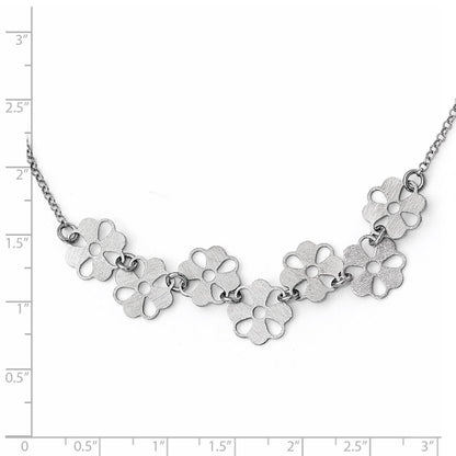 Sterling Silver Brushed Flower Necklace