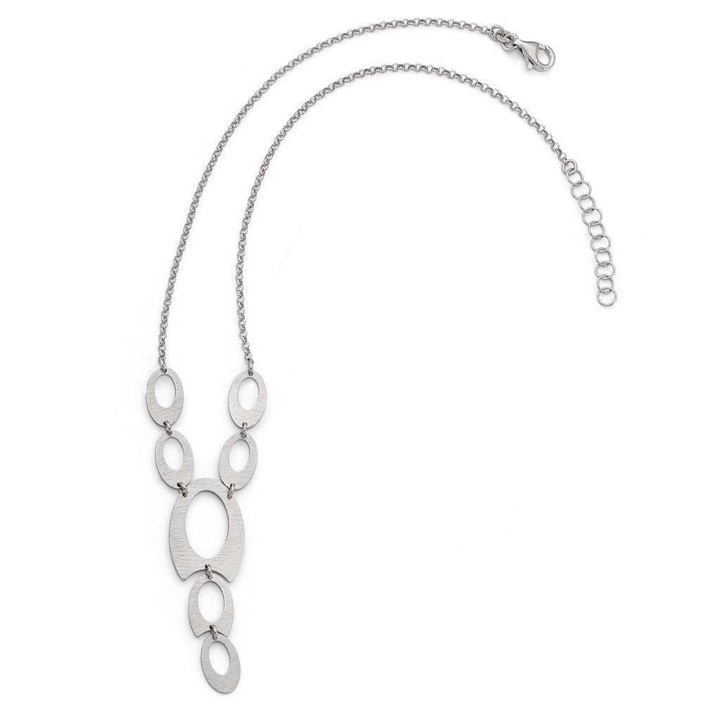 Sterling Silver Brushed W/ 1.5In Ext. Necklace