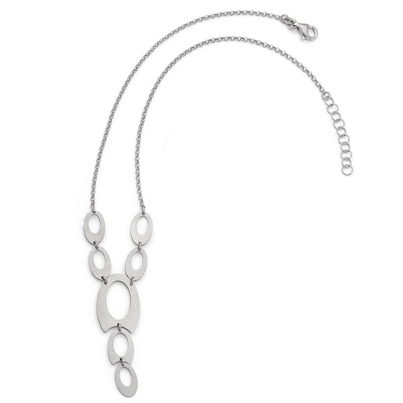 Sterling Silver Brushed W/ 1.5In Ext. Necklace