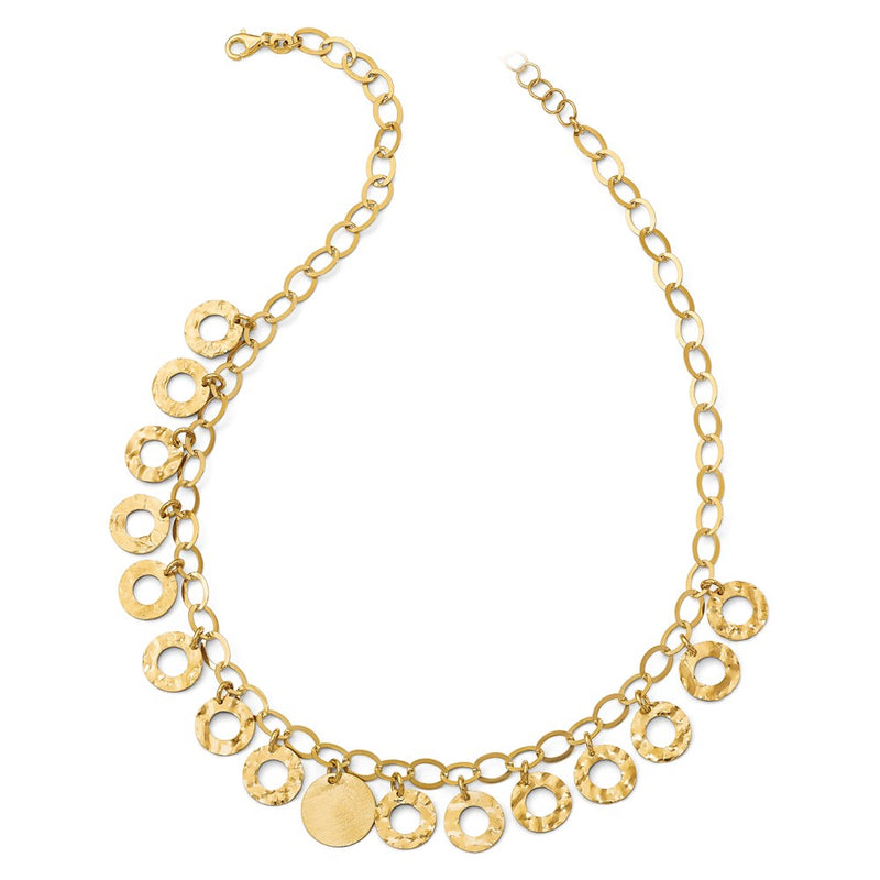 Sterling Silver Gold-Tone Circles W/ 2In Ext. Necklace